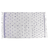 Blue Dalmatian rug, creamy white with indigo blue dots, adding natural charm and coziness to any decor. A stunning Beni Ourain piece
