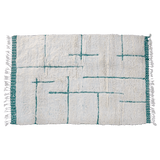 Fantastic Maze Beni Ourain Rug a modern turquoise blue design on natural wool,