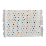 Rainbow Moroccan Rug, multicolor dots on natural white wool, Handcrafted from Beni Ouarain