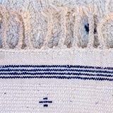 Blue Dalmatian rug, creamy white with indigo blue dots, adding natural charm and coziness to any decor. A stunning Beni Ourain piece