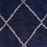 Chaouen rug, a blend of classic Beni Ouarain geometric patterns with elegant indigo blue