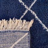 Chaouen rug, a blend of classic Beni Ouarain geometric patterns with elegant indigo blue