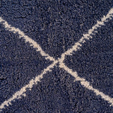 Chaouen rug, a blend of classic Beni Ouarain geometric patterns with elegant indigo blue