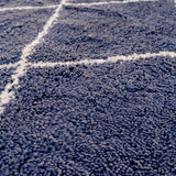 Chaouen rug, a blend of classic Beni Ouarain geometric patterns with elegant indigo blue