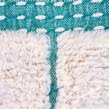 Fantastic Maze Beni Ourain Rug a modern turquoise blue design on natural wool,