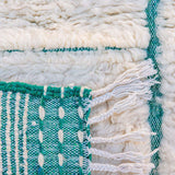 Fantastic Maze Beni Ourain Rug a modern turquoise blue design on natural wool,