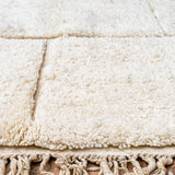 handmade Beni Ourain rug: 100% wool, white with paved path pattern. Authentic Moroccan design. Classic elegance for your home
