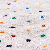Rainbow Moroccan Rug, multicolor dots on natural white wool, Handcrafted from Beni Ouarain
