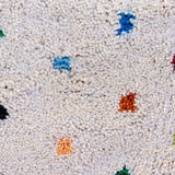 Rainbow Moroccan Rug, multicolor dots on natural white wool, Handcrafted from Beni Ouarain