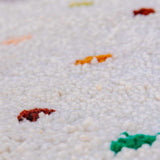 Rainbow Moroccan Rug, multicolor dots on natural white wool, Handcrafted from Beni Ouarain