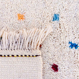 Rainbow Moroccan Rug, multicolor dots on natural white wool, Handcrafted from Beni Ouarain
