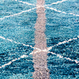 Royal Ocean Moroccan Rug: ocean blue, white, and grey hues in 100% natural wool, Handcrafted from Beni Ouarain