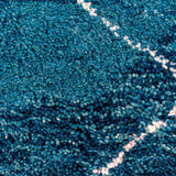 Royal Ocean Moroccan Rug: ocean blue, white, and grey hues in 100% natural wool, Handcrafted from Beni Ouarain