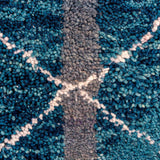 Royal Ocean Moroccan Rug: ocean blue, white, and grey hues in 100% natural wool, Handcrafted from Beni Ouarain